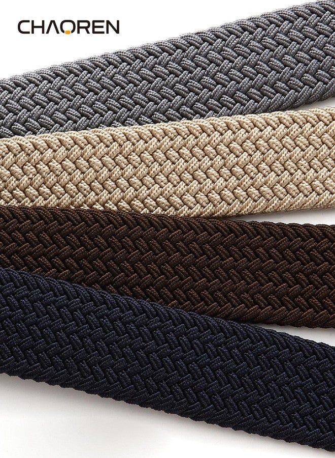 تشاورين حزامان مطاطيان للرجال من تشاورين - عبوة من قطعتين - حزام جولف مضفر مطاطي للرجال بعرض 1 3/8 بوصة - نسيج منسوج مناسب للجينز الصيفي غير الرسمي، عبوة من قطعتين - أزرق عتيق/بيج، قابل للتعديل من 30 إلى 34 بوصة - Image 3