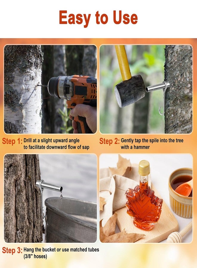 Codesteel Stainless Steel Maple Syrup Tapping Kit, Maple Tree Taps, Spiles for Tapping Trees, (6) Spiles and Hooks with (2) Spile Cleaning Brushes - Image 4