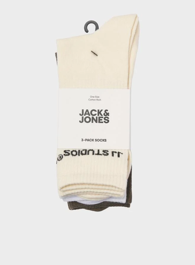 JACK & JONES Pack of 3 - Logo Print Crew Socks