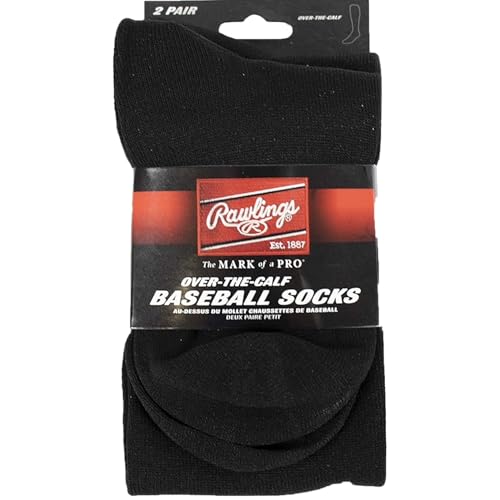 Rawlings Womens Athletic Baseball Socks 2 Pair, Black, Small US - Image 3