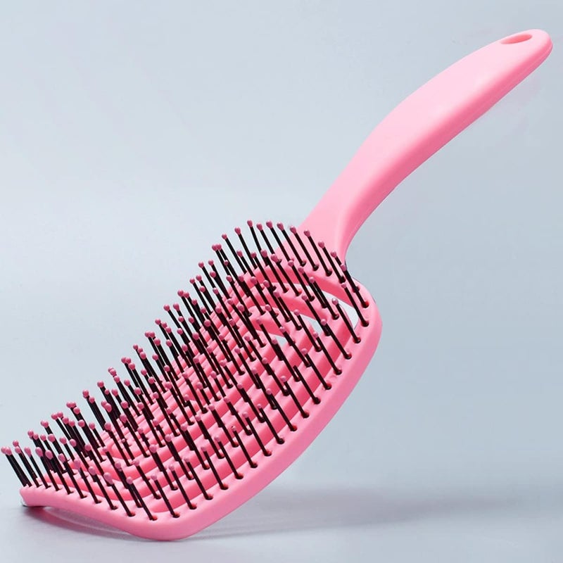 Nathgra 1 Pcs Curved Vented Hair Brush For Women Hollow Comb Smooth Comb Natural Curly Wet Dry Thick Straight Long Hair Comfortable GripEasy To Clean Pink - Image 1