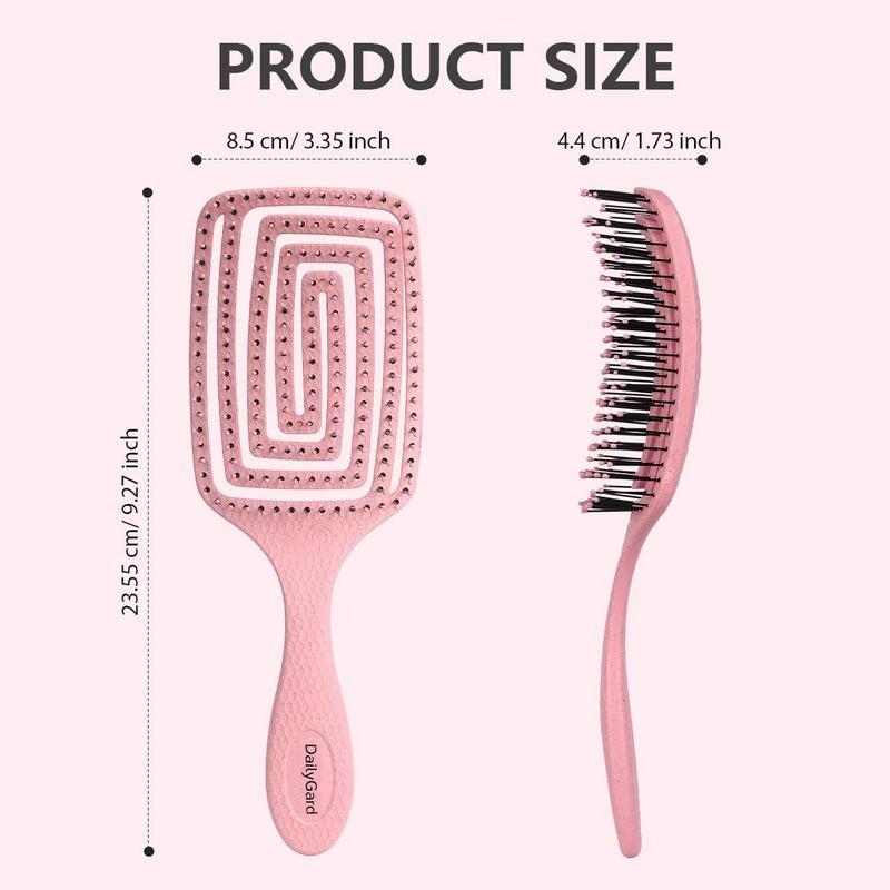 Nathgra 1 Pcs Curved Vented Hair Brush For Women Hollow Comb Smooth Comb Natural Curly Wet Dry Thick Straight Long Hair Comfortable GripEasy To Clean Pink - Image 4