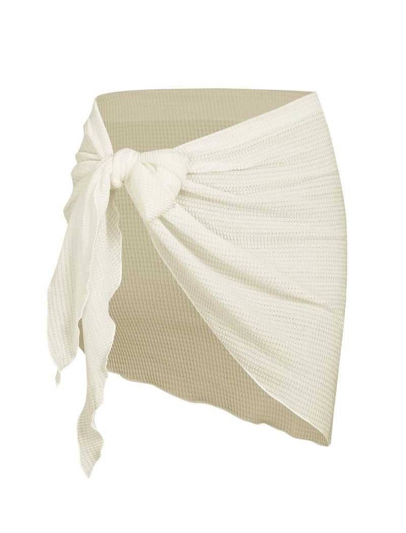 ZAFUL Sarong Coverups for Women Tie Side Bathing Suit Cover Up With Elastic, Beige - Image 1
