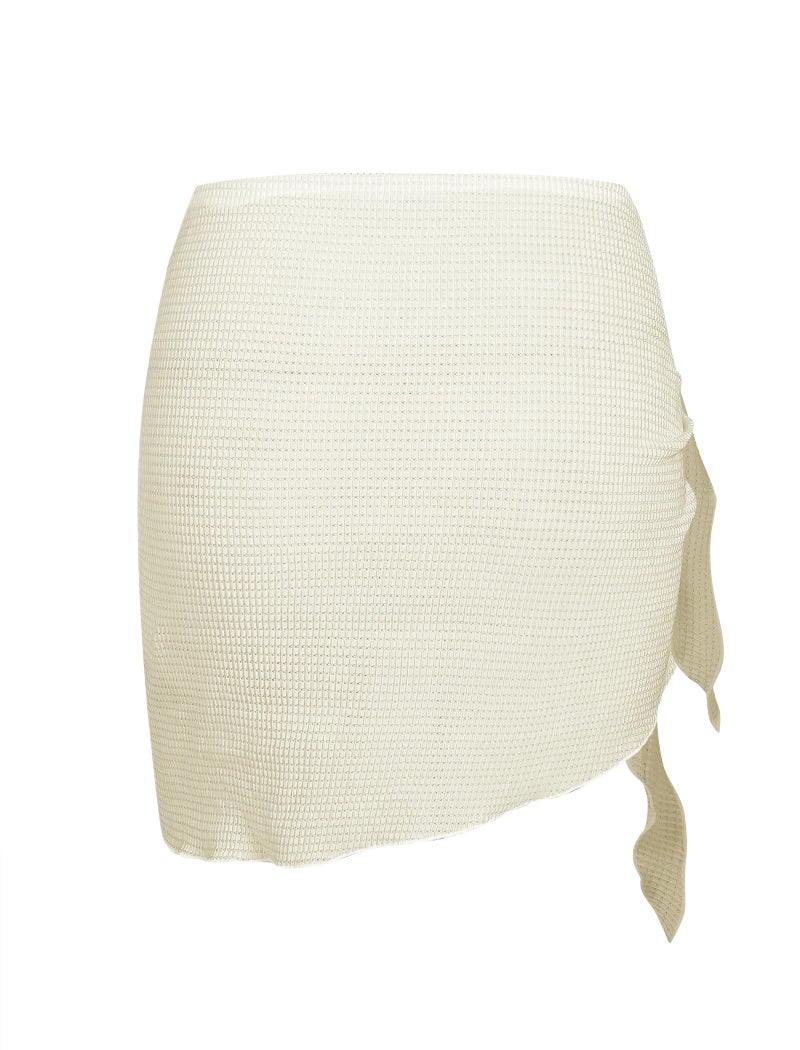 ZAFUL Sarong Coverups for Women Tie Side Bathing Suit Cover Up With Elastic, Beige - Image 2