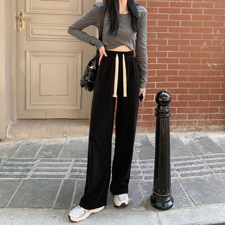 Small Person Extra Large Size Ice Silk Pants For Children And Students Korean Style All-Match Casual Pants Loose Slim Wide Leg Pants Straight Leg Pants - Image 5