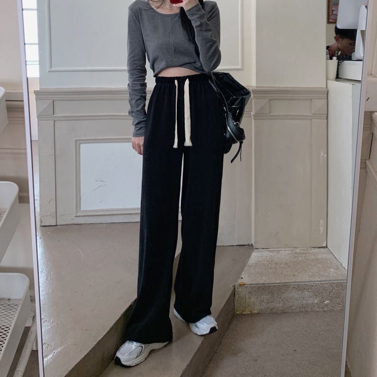 Small Person Extra Large Size Ice Silk Pants For Children And Students Korean Style All-Match Casual Pants Loose Slim Wide Leg Pants Straight Leg Pants - Image 3
