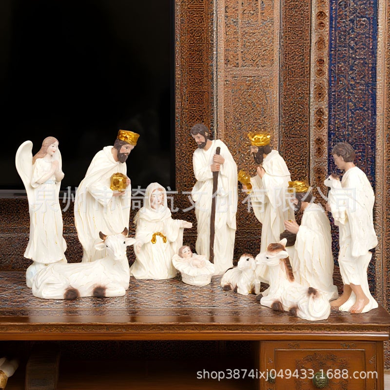 مجسمات المهد الملائكية لعيد الميلاد من الراتنج للديكور المكتبي - Image 3