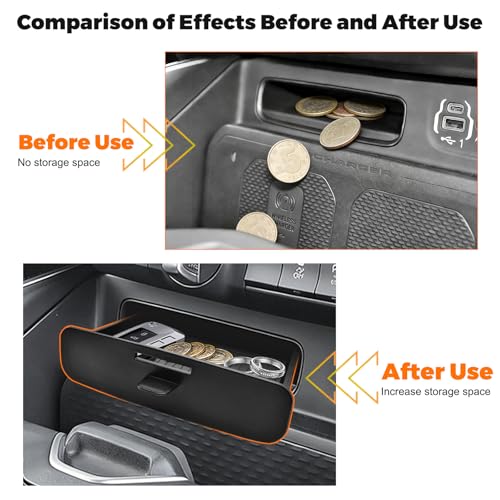 JLQP Center Console Storage Drawer Front Cubby Organizer Box Fit for 2019-2025 Dodge Ram 1500 2500 3500 ABS Plastic Insert Tray Interior Accessories (Only for Models with Factory Cubby) - Image 4