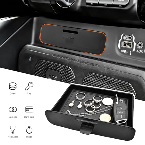 JLQP Center Console Storage Drawer Front Cubby Organizer Box Fit for 2019-2025 Dodge Ram 1500 2500 3500 ABS Plastic Insert Tray Interior Accessories (Only for Models with Factory Cubby) - Image 5