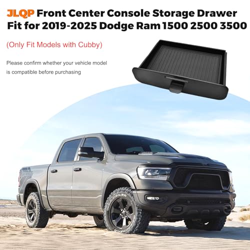 JLQP Center Console Storage Drawer Front Cubby Organizer Box Fit for 2019-2025 Dodge Ram 1500 2500 3500 ABS Plastic Insert Tray Interior Accessories (Only for Models with Factory Cubby) - Image 2