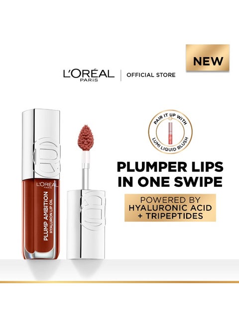 L’Oréal Paris Plump Ambition Hyaluron Lip Oil, Plumping Lip Oil With Hyaluronic Acid and Tripeptides for 24H Hydrated Lip, 5ml, La Nuit Sparkle 510