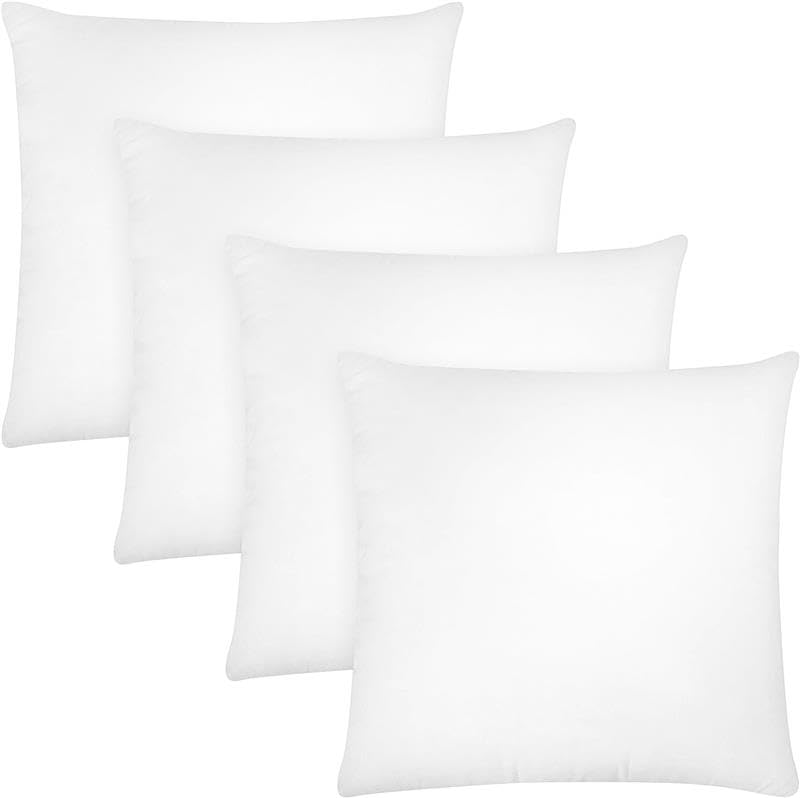 Covers & All Throw Pillow Inserts Only Pack of 4, Durable Soft Square 20 x 20 Inches 65 GSM Non-Woven Fabric with 15D Silicon Fiber Filling, Universal uses for Home Decor Office Indoor Outdoor - Image 1