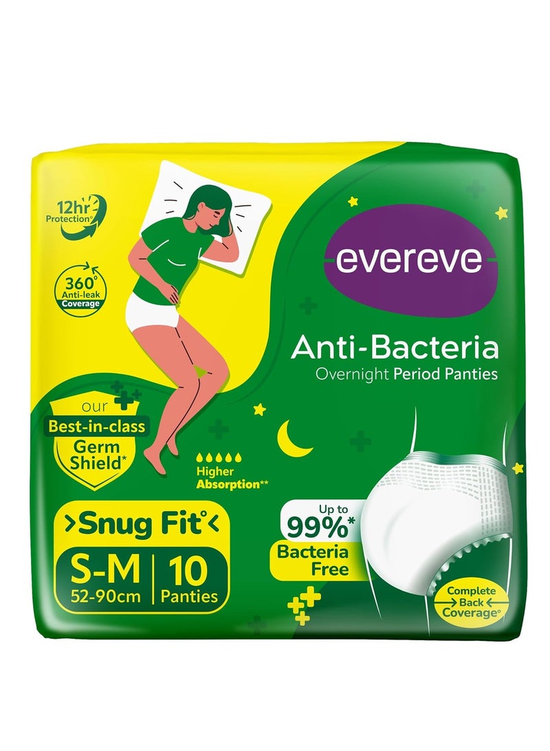 Evereve Evereve Anti Bacteria Period Panty for Girls & Women, (S-M), 10 Pcs, 360 Degree Overnight Coverage, 99.9% Bacteria Free, High Absorbency for Heavy Flow, Maternity Postpartum Disposable Panty - Image 1