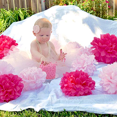 iShyan 12 Pcs Assorted Rainbow Colors Tissue Paper Pom Poms Flower Balls for Birthday Wedding Party Baby Shower Decorations - Image 2