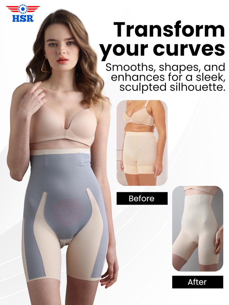 HSR Shapewear for Women Tummy Control Shorts High Waist Panty Mid Thigh Body Shaper (2XL, Cream) - Image 4