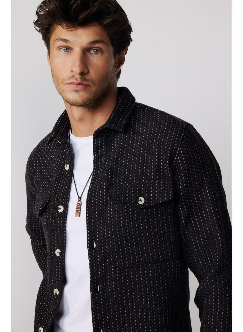 Tudors Slim Fit Striped Flap Double Pocket Men's Shirt - Image 1
