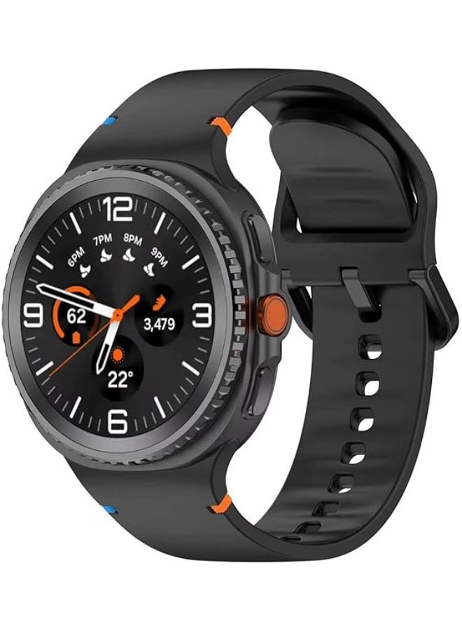 Sport Silicone Bands for Samsung Galaxy Watch 8 Band 40mm /44mm/8 Classic 46mm, One Click No Gap Soft Sport Waterproof Strap for Samsung Galaxy Watch 8 Classic Band 46mm (Black) - Image 1