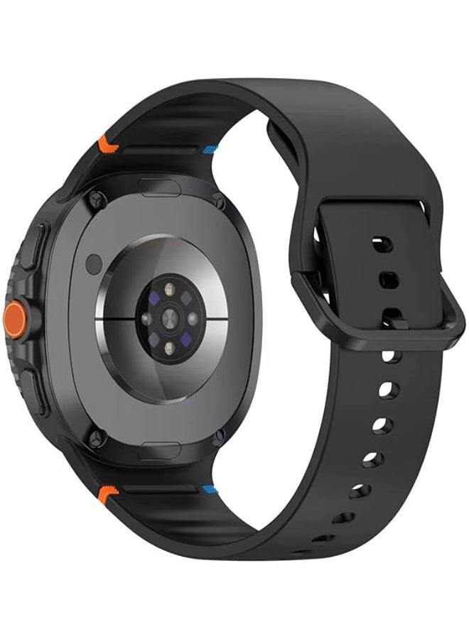 Sport Silicone Bands for Samsung Galaxy Watch 8 Band 40mm /44mm/8 Classic 46mm, One Click No Gap Soft Sport Waterproof Strap for Samsung Galaxy Watch 8 Classic Band 46mm (Black) - Image 2