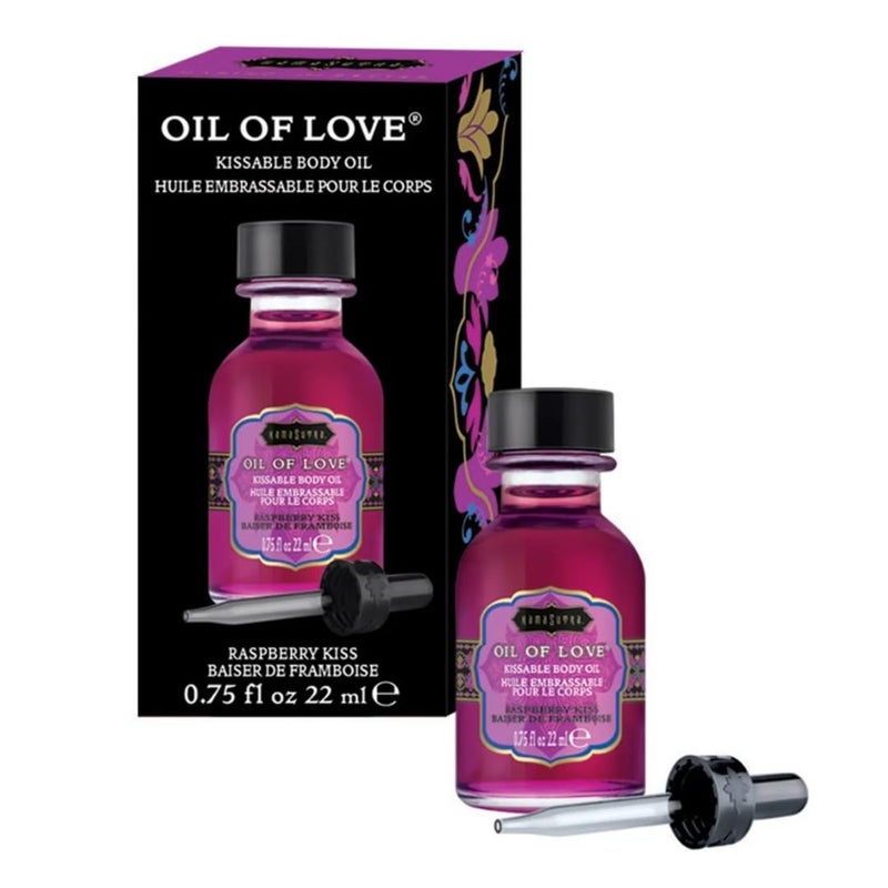 Kamasutra KAMA SUTRA Oil of Love Raspberry Kiss 75 fl oz Kissable Warming Body Topping for Oral Foreplay Fun Delicious Lickable Flavor for Couples Women and Men WaterBased - Image 1
