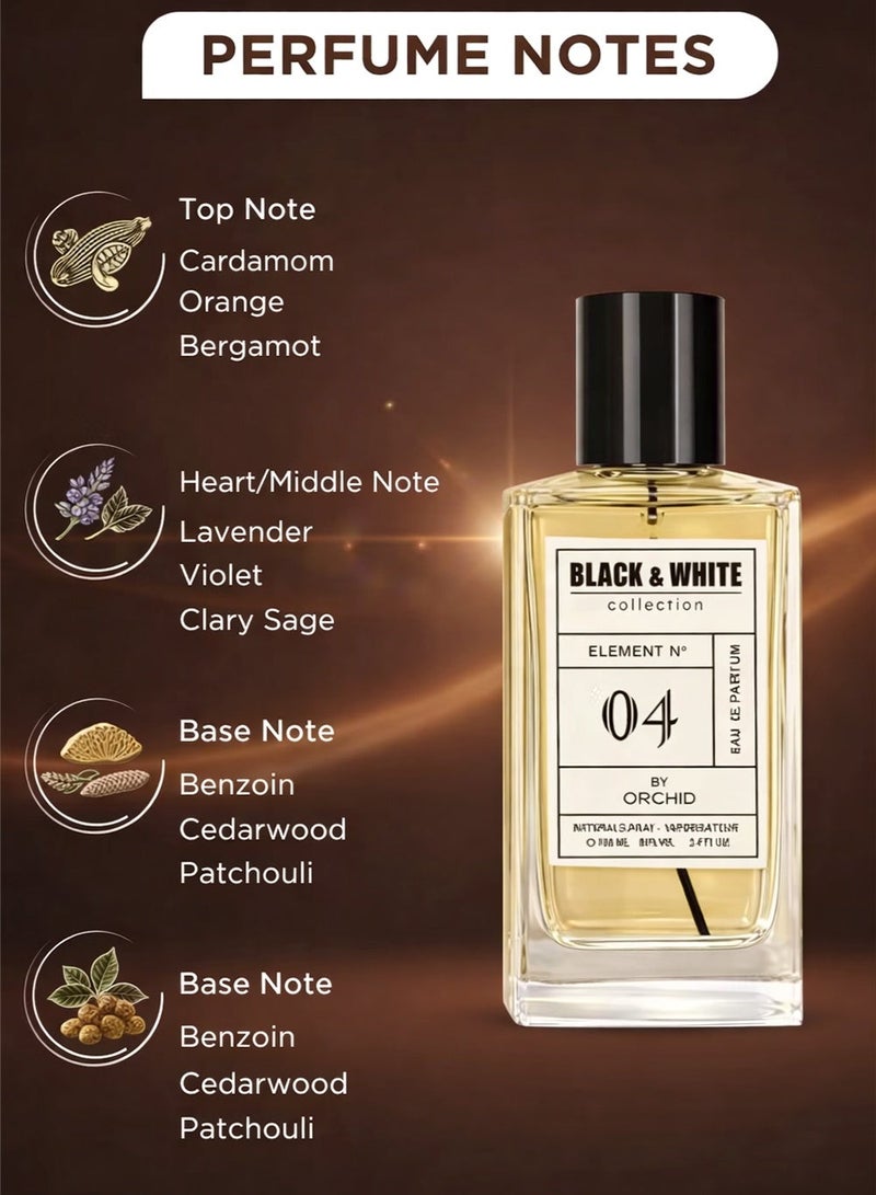 Orchid Black and White Element N.04 Pour Homme Eau de Parfum 100ml – Long Lasting Spicy Citrus Woody Fragrance for Men with Cardamom, Orange, Bergamot, Lavender & Patchouli Base - Image 2