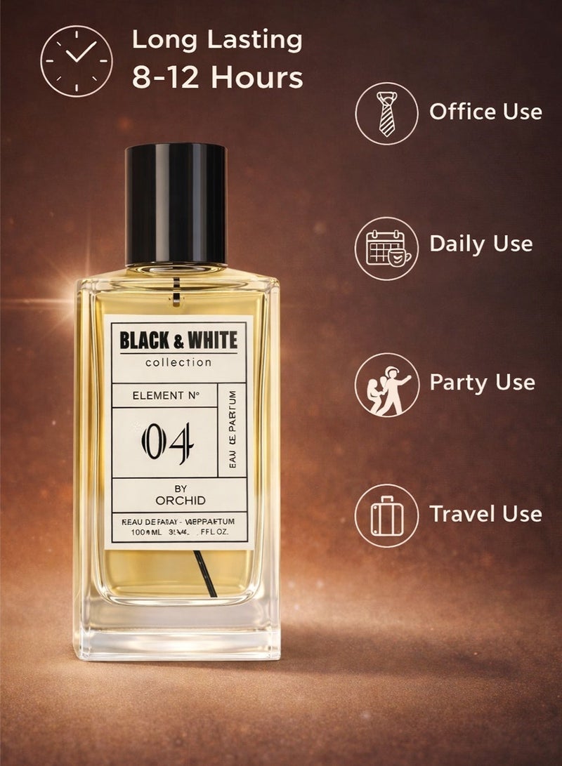 Orchid Black and White Element N.04 Pour Homme Eau de Parfum 100ml – Long Lasting Spicy Citrus Woody Fragrance for Men with Cardamom, Orange, Bergamot, Lavender & Patchouli Base - Image 3