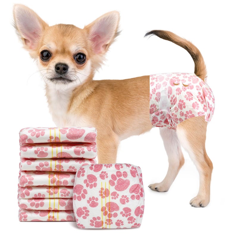 Dono Dog Diapers Female, Disposable Doggie Diapers, Super Absorbent Puppy Diapers with Adjustable Tail Hole, Wetness Indicator for Cats Doggy in Heat Period, XX-Small, 16 Count - Image 1