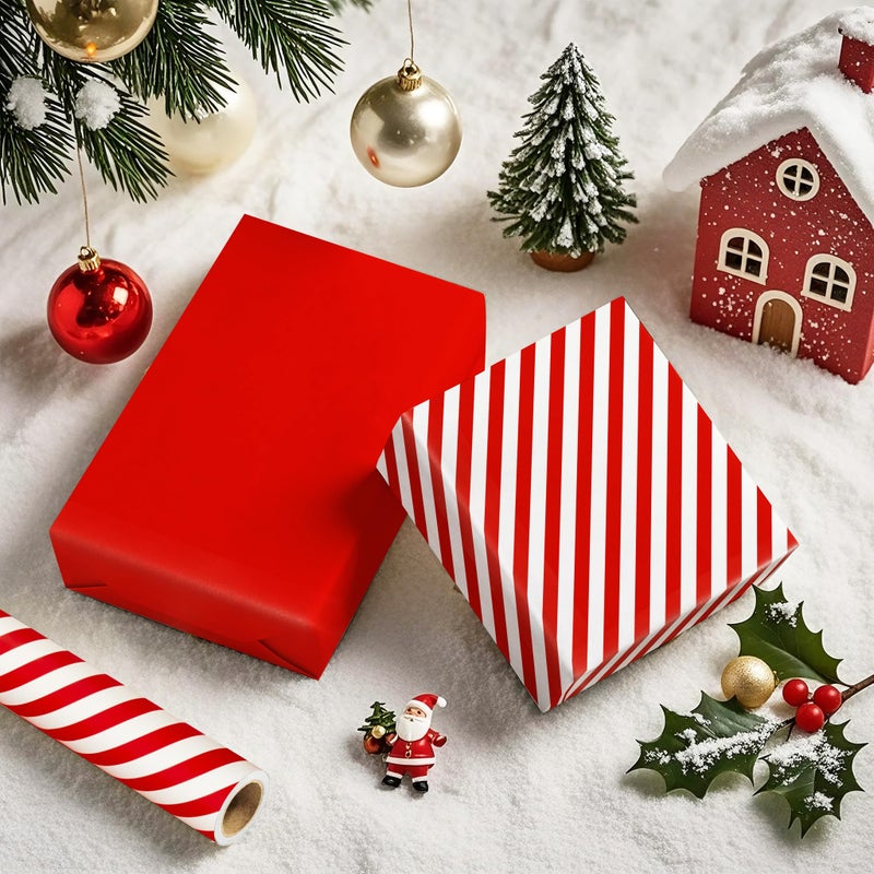 WRAPAHOLIC 30 Inch Reversible Wrapping Paper - Jumbo Roll Red and Stripes Design for Birthday, Holiday, Wedding, Baby Shower Wrap - 30 inch x 33 feet - Image 4