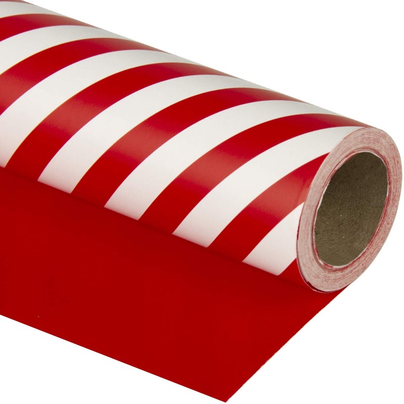 WRAPAHOLIC 30 Inch Reversible Wrapping Paper - Jumbo Roll Red and Stripes Design for Birthday, Holiday, Wedding, Baby Shower Wrap - 30 inch x 33 feet - Image 1