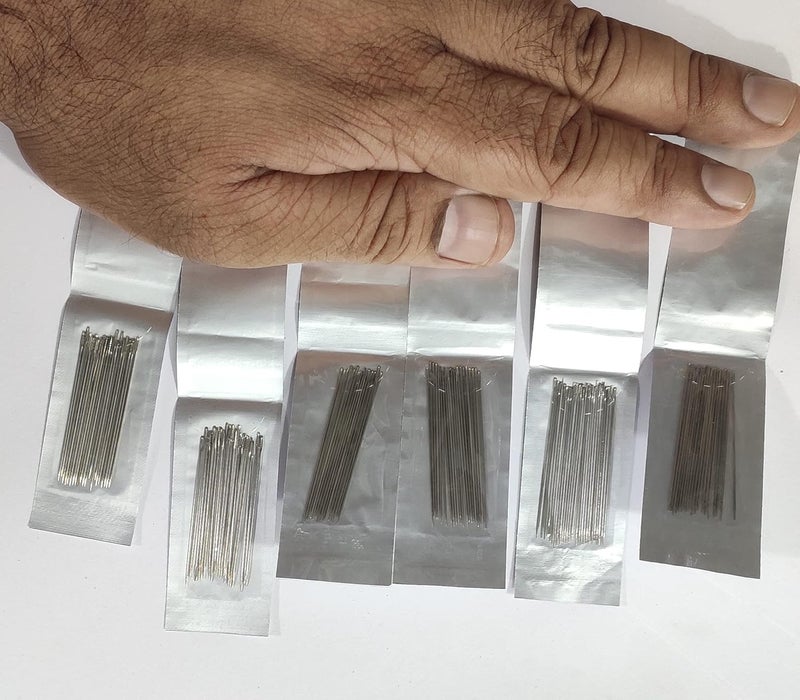 OMX Sewing Beading Needle for Hemming, Beads Zardosi Embroidery & Jewelry Making- 5 Packets. - Total 120 Needles (Size - 10, 11 & 12 (40 Pc Each)- Total 120 Pc) , Silver - Image 5