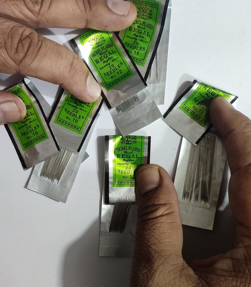 OMX Sewing Beading Needle for Hemming, Beads Zardosi Embroidery & Jewelry Making- 5 Packets. - Total 120 Needles (Size - 10, 11 & 12 (40 Pc Each)- Total 120 Pc) , Silver - Image 1