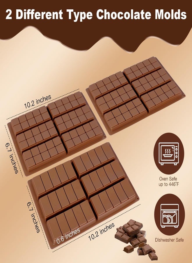 Ninsula Chocolate Molds 3P, Food Grade Chocolate Molds Silicone, Non-Stick Deep Large Chocolate Bar Mold for Dubai Pistachio, Candy, Snacks and Desserts - Image 2