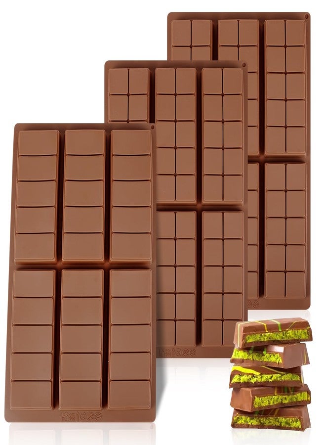 Ninsula Chocolate Molds 3P, Food Grade Chocolate Molds Silicone, Non-Stick Deep Large Chocolate Bar Mold for Dubai Pistachio, Candy, Snacks and Desserts - Image 1