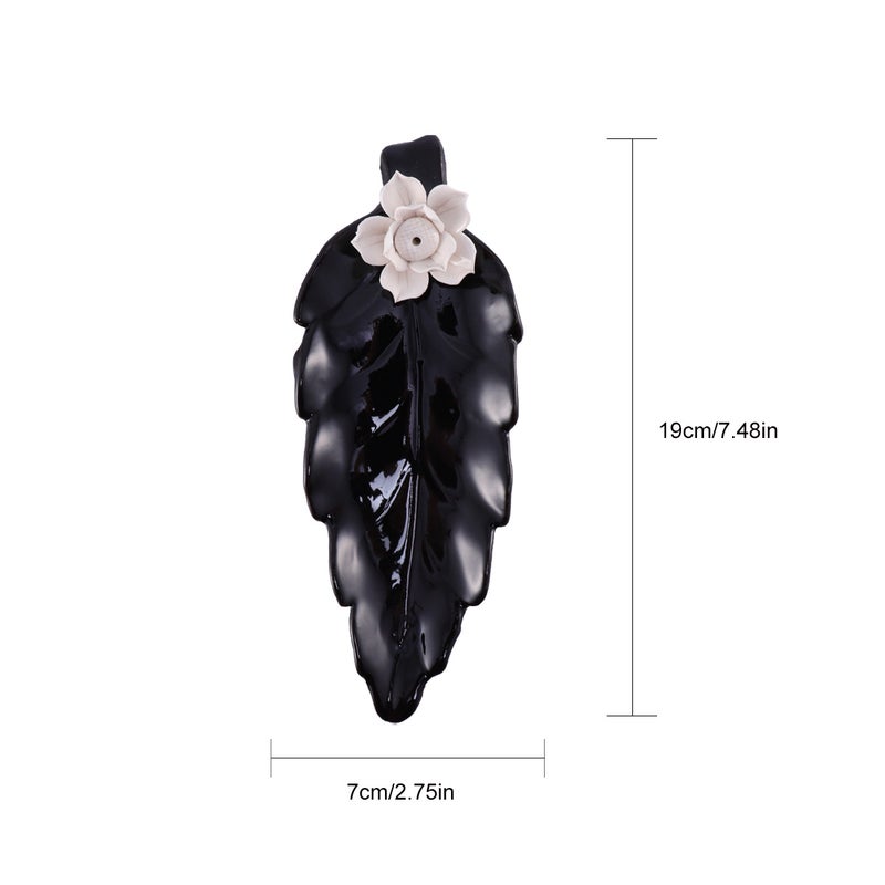 2 pcs Handmade Ceramic Incense Holder Incense Burner Incense Sticker Stand Holder Household Incense Adornament (Leaf Shape Black) - Image 3