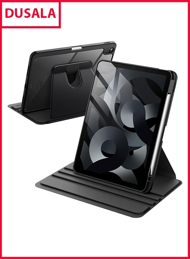 DUSALA Rotating Case for iPad Air 4 (10.9-Inch,2020) with Pencil Holder,360 Degree Rotation Protective Stand Slim Cover Clear Back, Auto Wake/Sleep (iPad Air 4) - Image 1