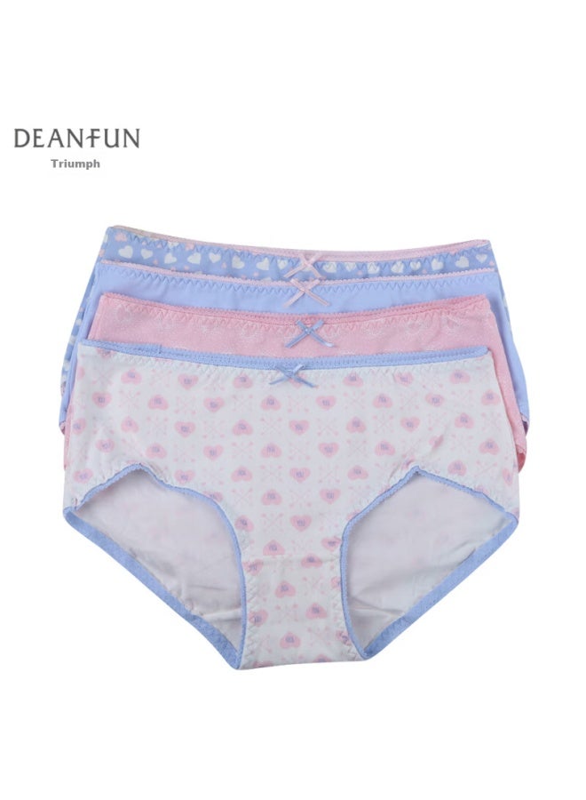 Deanfun Women's Mid-rise Cotton Underwear, Sweetheart Series, Printed Comfortable Triangle Panties, 4-pack Gift Box A, Xxl - Image 3