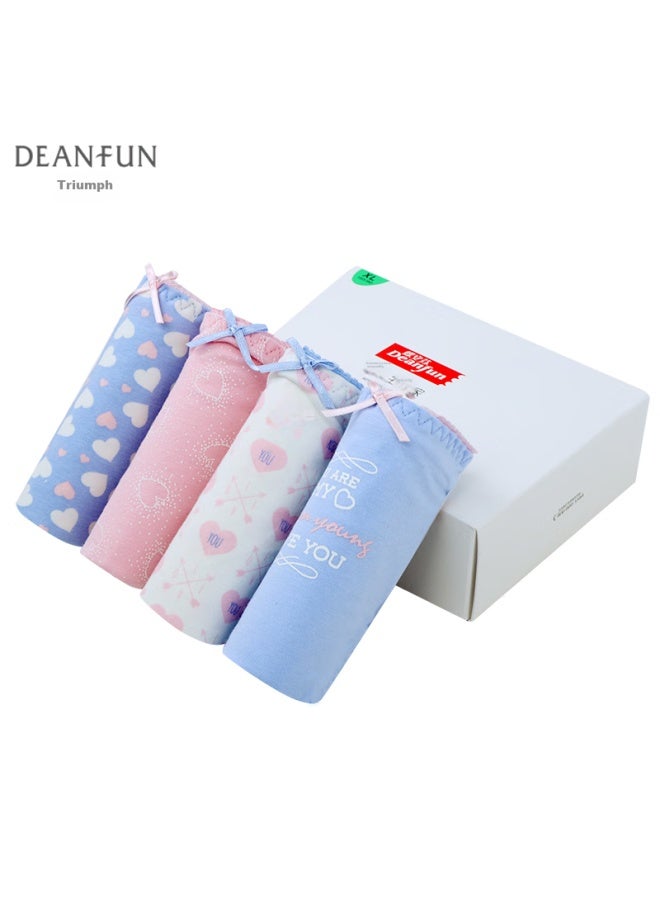 Deanfun Women's Mid-rise Cotton Underwear, Sweetheart Series, Printed Comfortable Triangle Panties, 4-pack Gift Box A, Xxl - Image 4