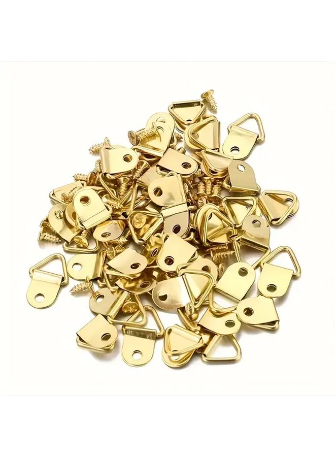 100pcs Small Golden Hook Picture Hangers 50 Hooks 50 Screws Wall Photo Frame Art Display - Image 2