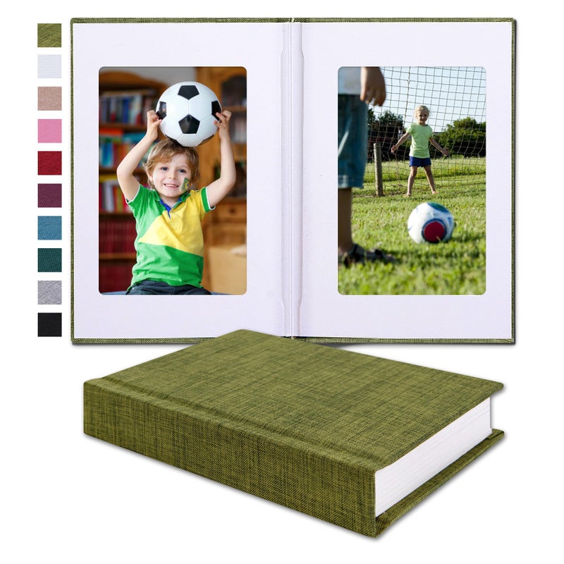 Pssoss Small 4x6 Photo Album with Writing Space Holds 20 Photos Ideal for Wedding Theme-Album and Baby Photo Album (Green) - Image 1