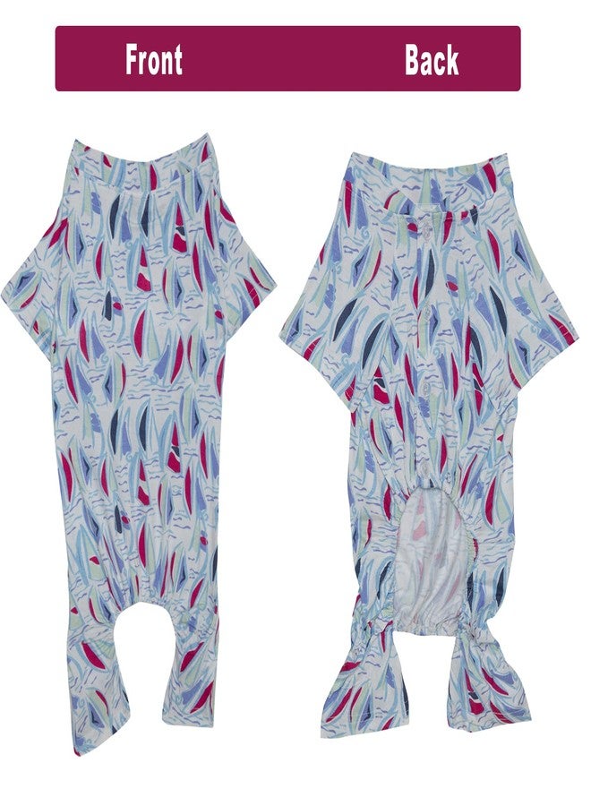Lulala Dog Pajamas Viscose Lycra Pup Printed Jumpsuit,Breathable 4 Legs Basic Pjs Shirts for Dogs,Super Soft Stretchable Puppy Jammies,Fashion & Comfy for Boys and Girls After Surgery(18Inch,Multy) - Image 1