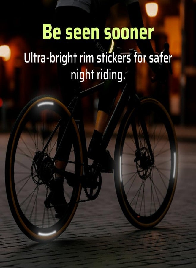 ReflecToes 720 Reflective Wheel Rim Stickers - 16 Pcs Reflective Decals, 720+ Candle Power Wheel Reflectors for Bike - High-Intensity Retroreflective Rim Tape - Image 2