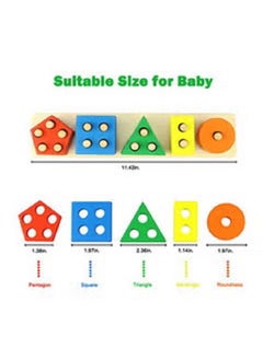 Generic Montessori Toys For 1 to 3-Year-Old Boys Girls Toddlers, Wooden Sorting And Stacking Toys For Toddlers And Kids Preschool, Educational Toys, Color Recognition Stacker Shape Sorter, Learning Puzzles Gift  - Image 2