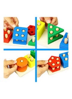 Generic Montessori Toys For 1 to 3-Year-Old Boys Girls Toddlers, Wooden Sorting And Stacking Toys For Toddlers And Kids Preschool, Educational Toys, Color Recognition Stacker Shape Sorter, Learning Puzzles Gift  - Image 4