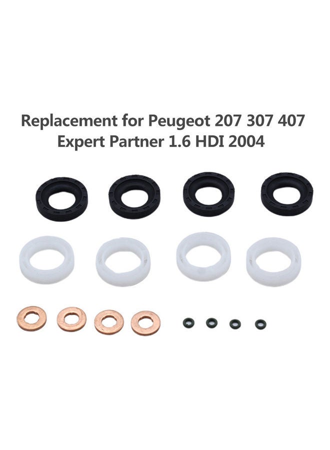 Loquat 16-Piece Replacement Injector Seal Kit For Peugeot 207/307/407 - Image 2