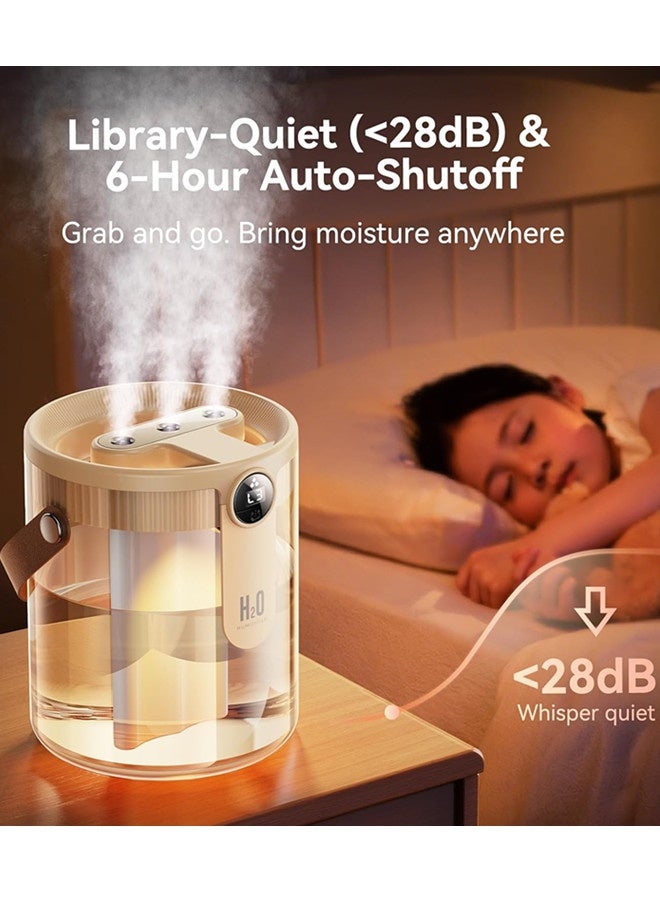 VibeHome Smart Humidifiers,Rechargeable Air Humidifier with Night Light for Bedroom,3-Speed Mist Control Wireless Diffuser,1.5L Cool Mist Humidifier for Office Home Plant Baby,Quiet, Auto Shut-Off (Beige) - Image 5