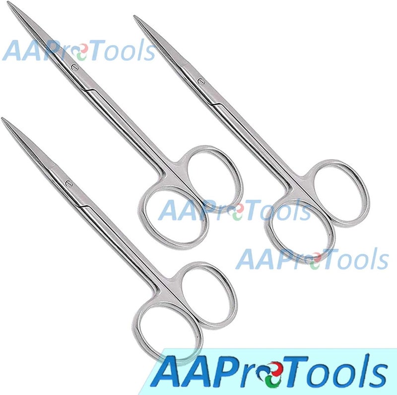 AAProTools Iris Micro Lab Sharp Scissors, 4.5" (11.43cm) Fine Point Straight, Stainless Steel (Pack of 3) - Image 2