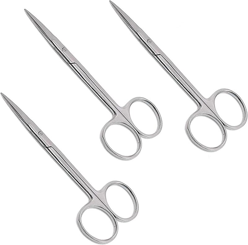 AAProTools Iris Micro Lab Sharp Scissors, 4.5" (11.43cm) Fine Point Straight, Stainless Steel (Pack of 3) - Image 1