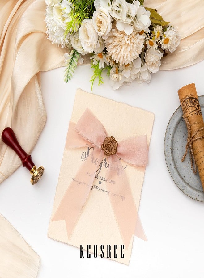 KEOSREE 3 Rolls Nude & Cream White Handmade Chiffon Ribbon,1.5" x 21Yd Frayed Fringe Silk Ribbons (3 Rolls *7Yd) for Gifts Wrapping, Wedding Invitations, Bridal Bouquets, Decorations - Image 5