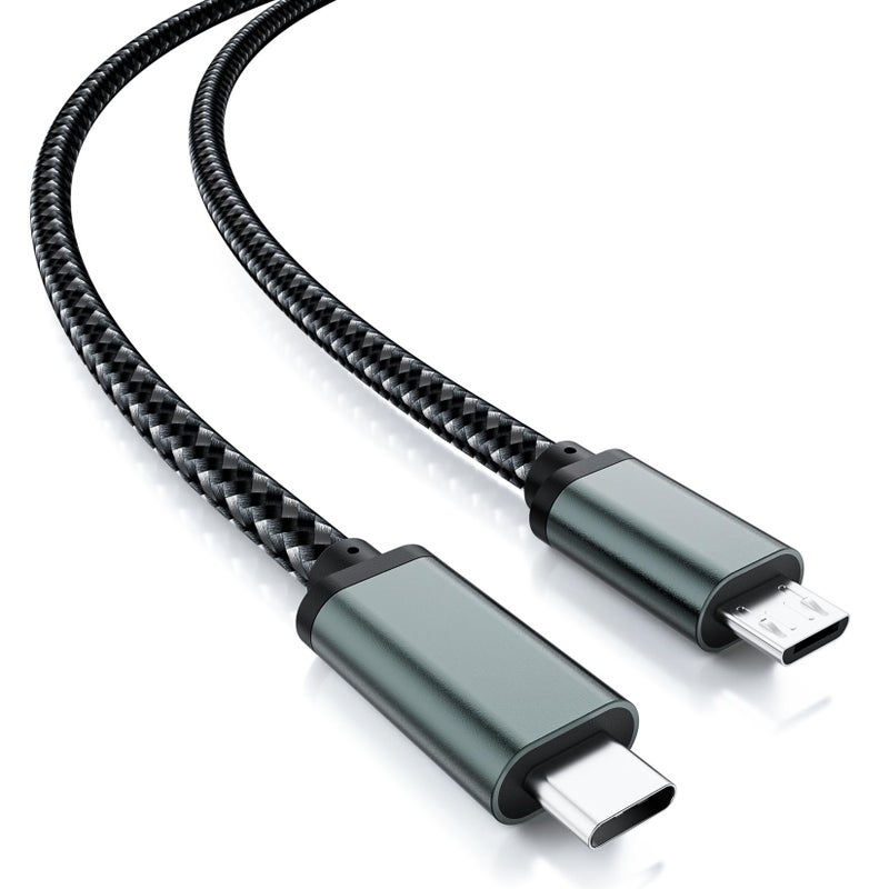LUKFOCAB Nylon Braided Short USB C to Micro USB Cable 02M065 FT USB Type C to Micro USB Charger Cable Supports OTG 24A Charging 480Mbps Dast Sync for MacBook Pro Air Galaxy S22 S21 Pixel 54 LG and More - Image 2
