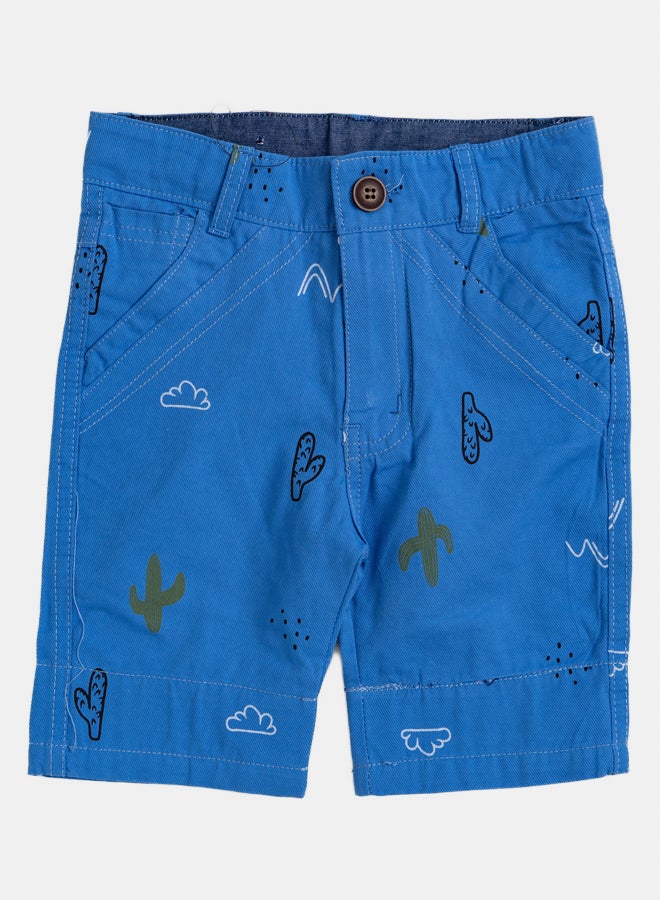 شورت أزرق للأولاد بطبعة صبار