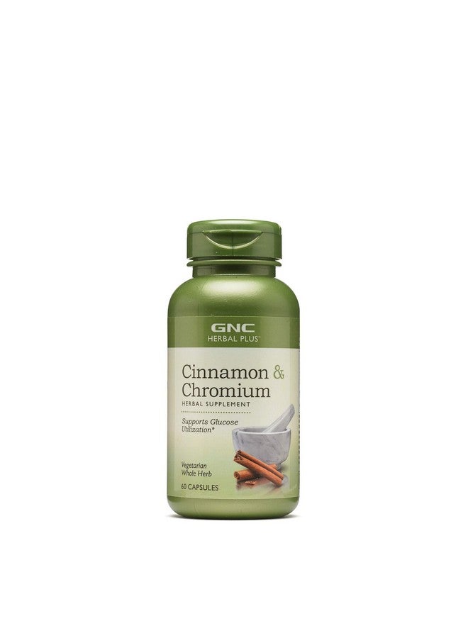 GNC Herbal Plus Cinnamon & Chromium Supplement, Vegetarian, Supports Glucose Utilization, 30 Servings - Image 1